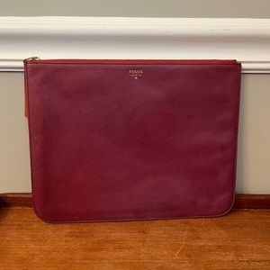 Vintage Leather Fossil Clutch Zipper Pouch